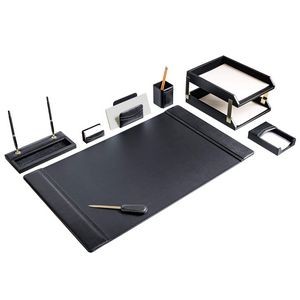Leather Black Desk Set (10 Piece)