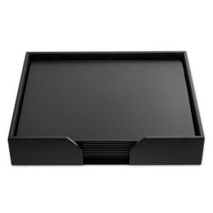 Black Leather Conference Room Set w/Conference Pads (20"x16")