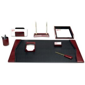 Contemporary Leather Burgundy Red Desk Set (8 Piece)
