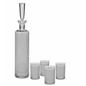Ravenscroft Crystal Vodka Decanter Set w/ 4 Frosted Shot Glasses
