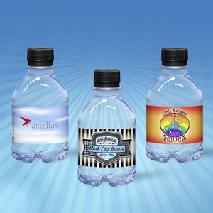 8 oz. Custom Label Spring Water w/Black Flat Cap - Clear Bottle