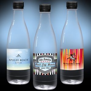 16.9 oz. Custom Labeled Water in Clear Glastic Bottle w/Black Cap
