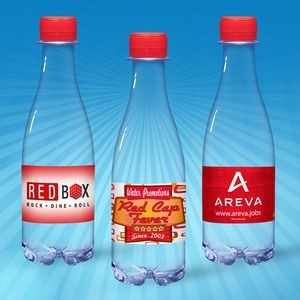 12 oz. Full Color Label, Clear Glastic Bottle w/Red Cap