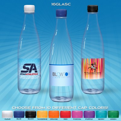 16.9 oz. Custom Labeled Water in Clear Glastic Bottle w/Flat Cap