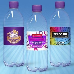 16.9 oz. Custom Labeled Water in Clear Bullet Bottle w/Purple Cap