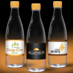 16.9 oz. Spring Water Full Color Label, Clear Glastic Bottle w/Tangerine Cap