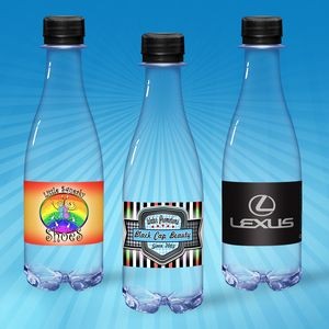 12oz. Water Full Color Label, Clear Glastic Bottle w/Black Cap