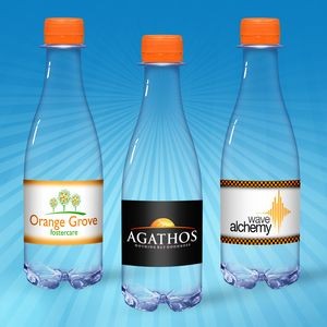 12 oz. Full Color Label, Clear Glastic Bottle w/Orange Cap