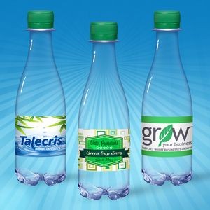 12 oz. Full Color Label, Clear Glastic Bottle w/Green Cap