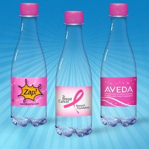 12 oz. Full Color Label, Clear Glastic Bottle w/Fuschia Cap