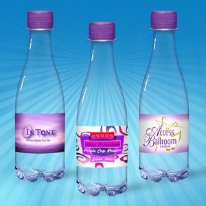 12 oz. Full Color Label, Clear Glastic Bottle w/Purple Cap