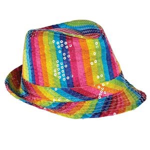 Sequined Rainbow Fedora Hat