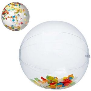 16" Clear Multi Confetti Filled Beach Ball
