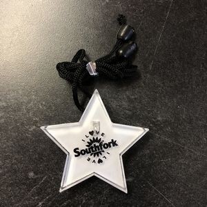 White LED Star Badge w/Lanyard & Safety Pin