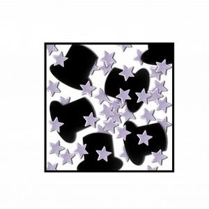 Top Hats & Mini Stars Table Confetti w/Black & Silver Stars