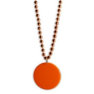33" Orange Pearl Necklace w/Medallion