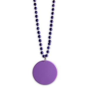 33" Purple Pearl Necklace w/Medallion