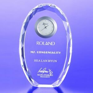 6 1/2" Faceted Oval Clock Award