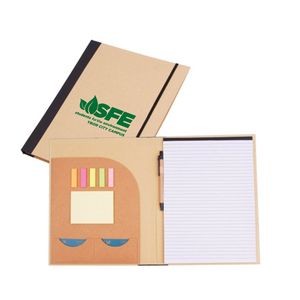 Recycled Pad Folio w/Stick Notes, Flags, Pockets, Notepad
