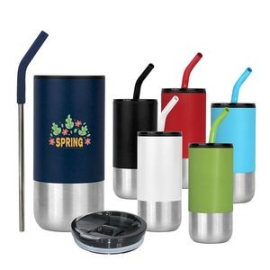 18 oz. Double Wall Color Body Tumbler/w straw and lid