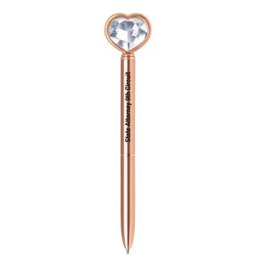 Heart Diamond crystal twist action metal ballpoint pen