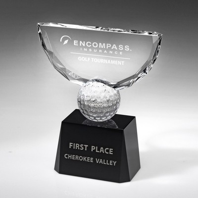 9" Crystal Award-Crowned Golf Trophy