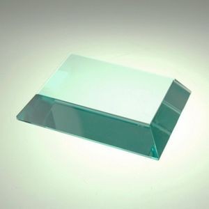 4" Mitered Edge Jade Glass Paperweight