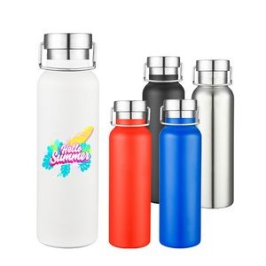 20 Oz. Double Wall Stainless Steel Vacuum Water Bottle w/Stainless Steel Lid