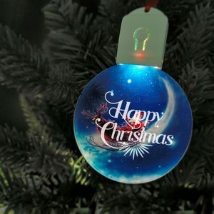 Full Color Christmas Illuminated Acrylic Round Ornament