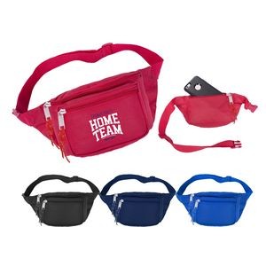 600D Poly Three Pocket Fanny Pack with Adjustable Waist Belt