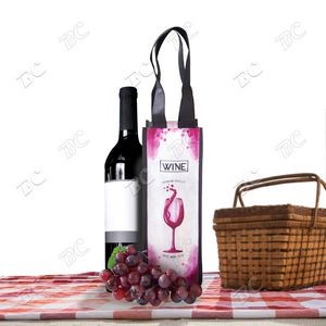 Fully Sublimated 100 GSM PET Non-woven Single Bottle Wine Tote