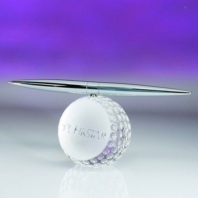 Awards-optical crystal golf spinning pen set.2-5/8 inch high