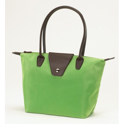 Small Fold-Up Tote Bag (Lime Green w/Black Handle)