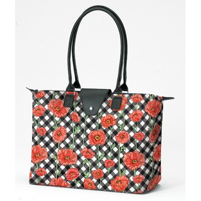Long Handle Fold-Up Tote Bag (Poppy Chic)