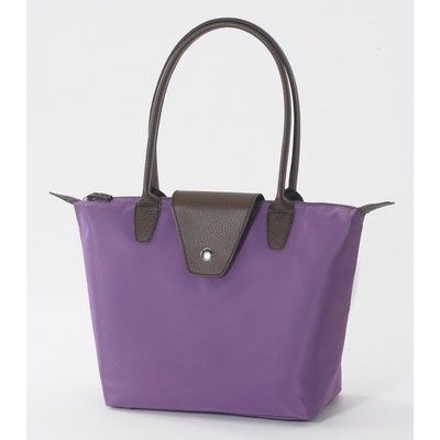 Small Fold-Up Tote Bag (Violet w/Black Handle)