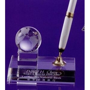 Globe Pen Set Award w/ Silver Pen