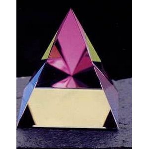 Crystal Rainbow Pyramid Paper Weight (4"x4 1/2")