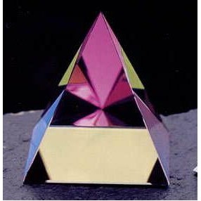 Crystal Rainbow Pyramid Paper Weight (1 3/16"x1 3/16"x1 5/16")
