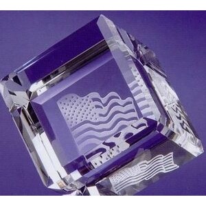 Optical Crystal Standing Cube Paperweight (2