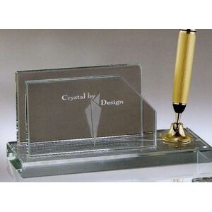 Jade Business Card Holder w/ Gold Pen & Funnel
