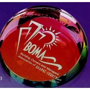 Optical Crystal Colored Corona Paperweight