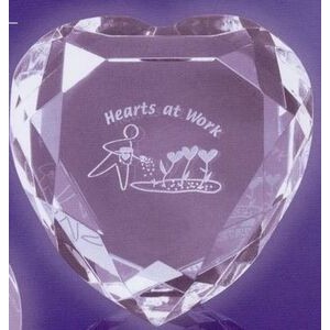 Pink Optical Crystal Faceted Heart Paperweight