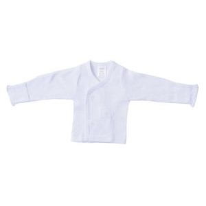 Rib Knit Long Sleeve White Side-Snap w/Mitten Cuff Shirt