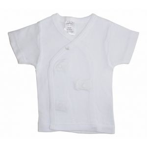 Rib Knit Short Sleeve White Side-Snap Shirt