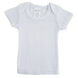 Rib Knit White Short Sleeve Lap T-Shirt