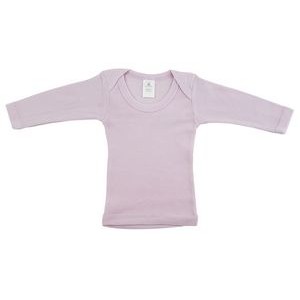 Rib Knit Pastel Pink Long Sleeve Lap T-Shirt