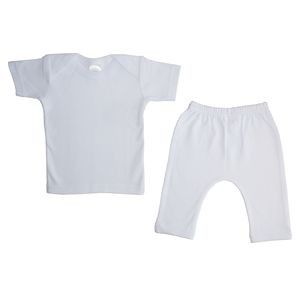 White Interlock Short Sleeve Lap T-Shirt & Long Pants Set