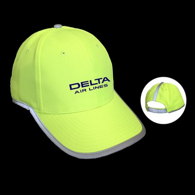 3C Products Safety Cap Reflective Stripes Tape Neon Green Hat