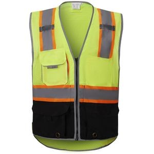 3C Products Deluxe Neon Green Safety Vest w/Black Bottom ANSI Class 2