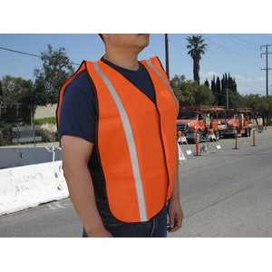 Economy Polyester Solid Mesh Orange Safety Vest w/Non ANSI